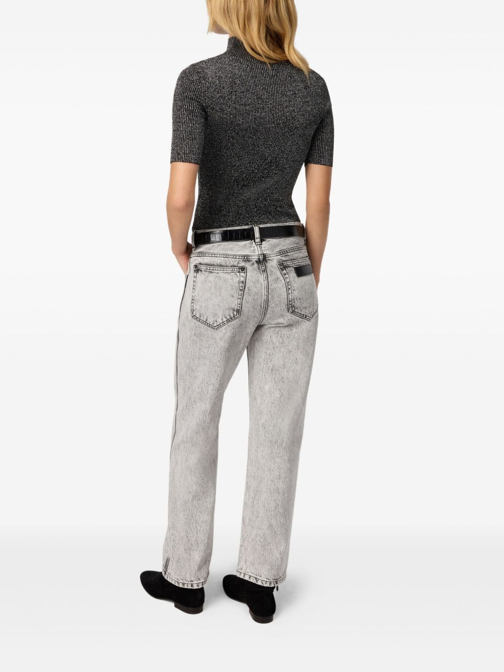 metallic-effect ribbed-knit top - 3