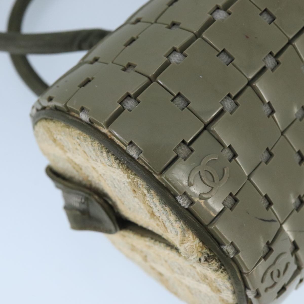 CHANEL Hand Bag Plastic Khaki CC - 11