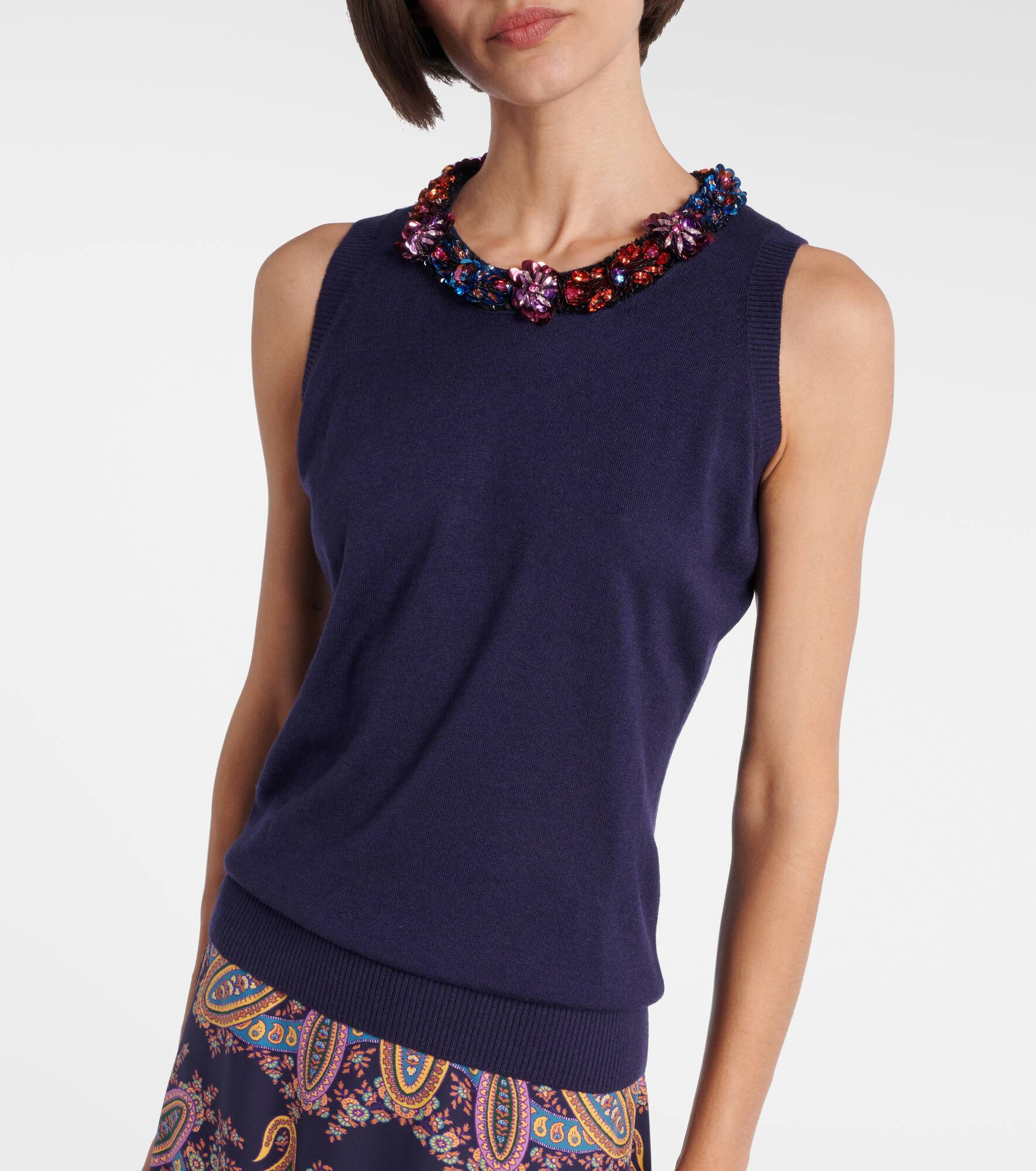 Embellished silk and cashmere top - 6