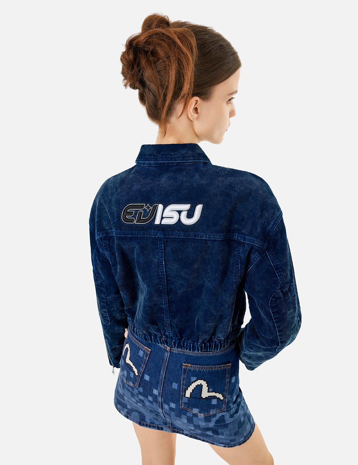 Logo Embroidery Fashion Fit Washed Corduroy Denim Jacket - 4