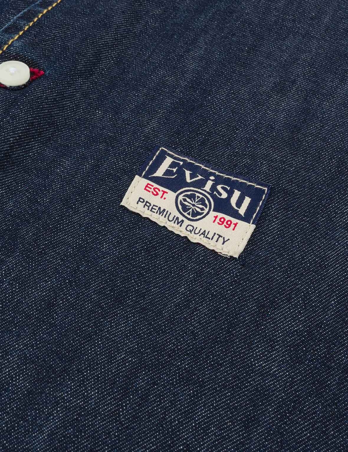 Multi-Pocket with Brocade Patch Relax Fit Denim Shirt - 10