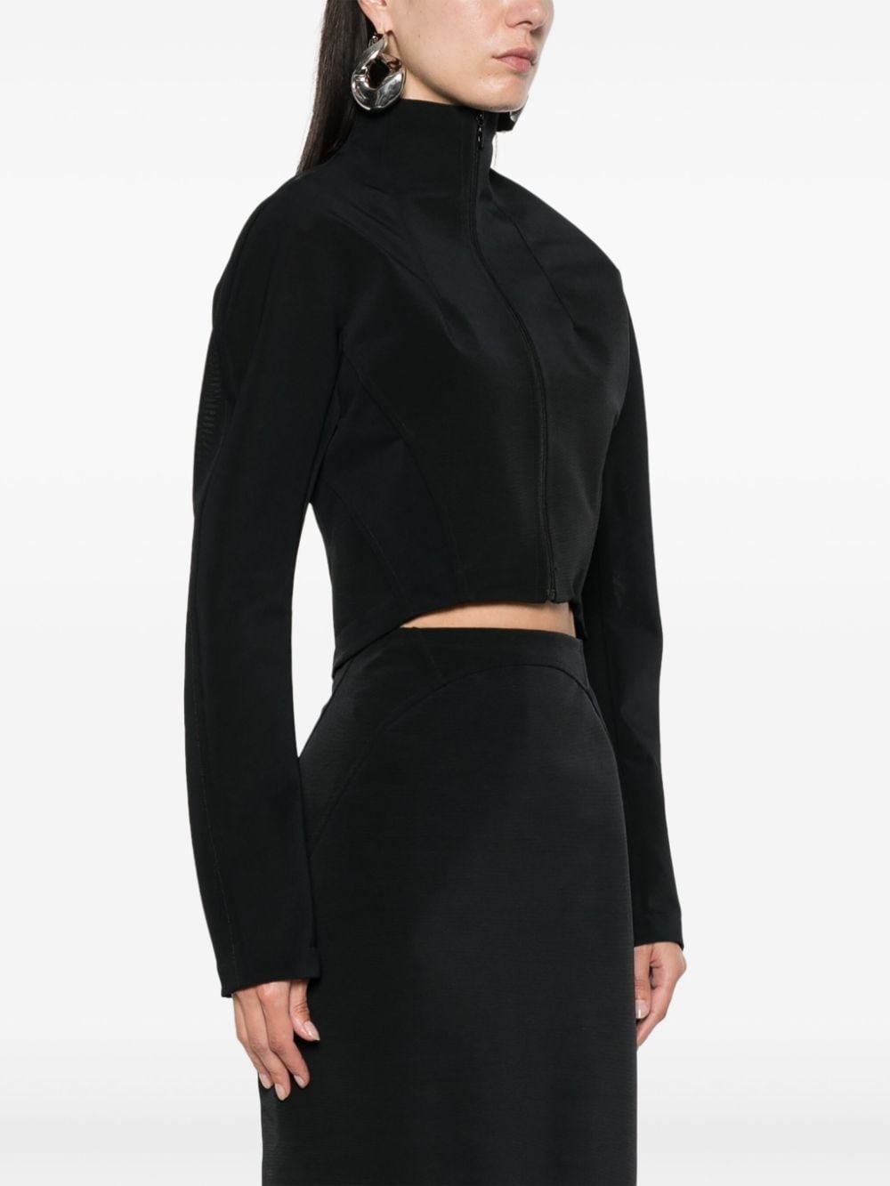 panelled mesh cropped jacket - 3