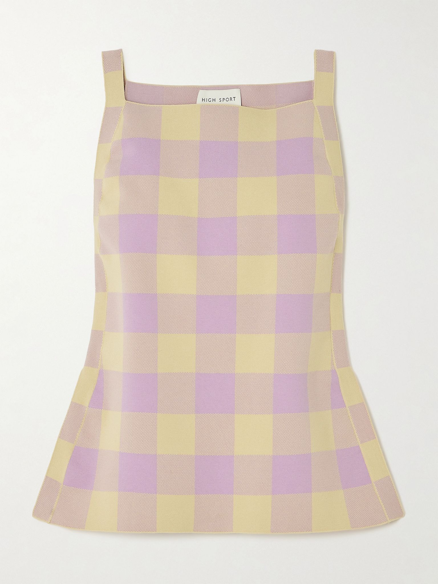 Asher gingham stretch-cotton jacquard top Multi - 1