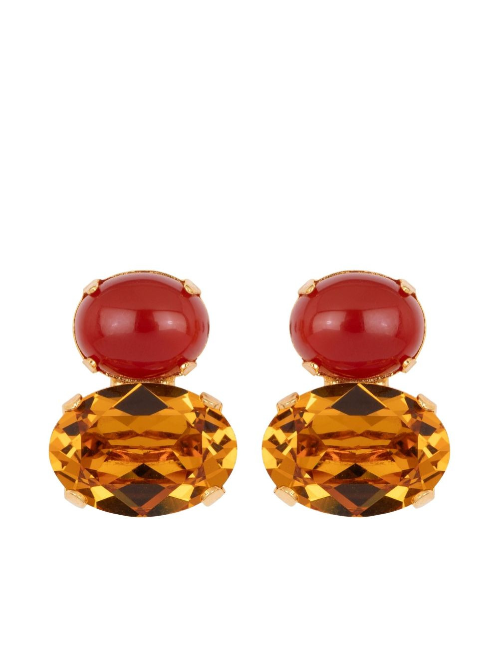 Yvette oval-crystal earrings - 1