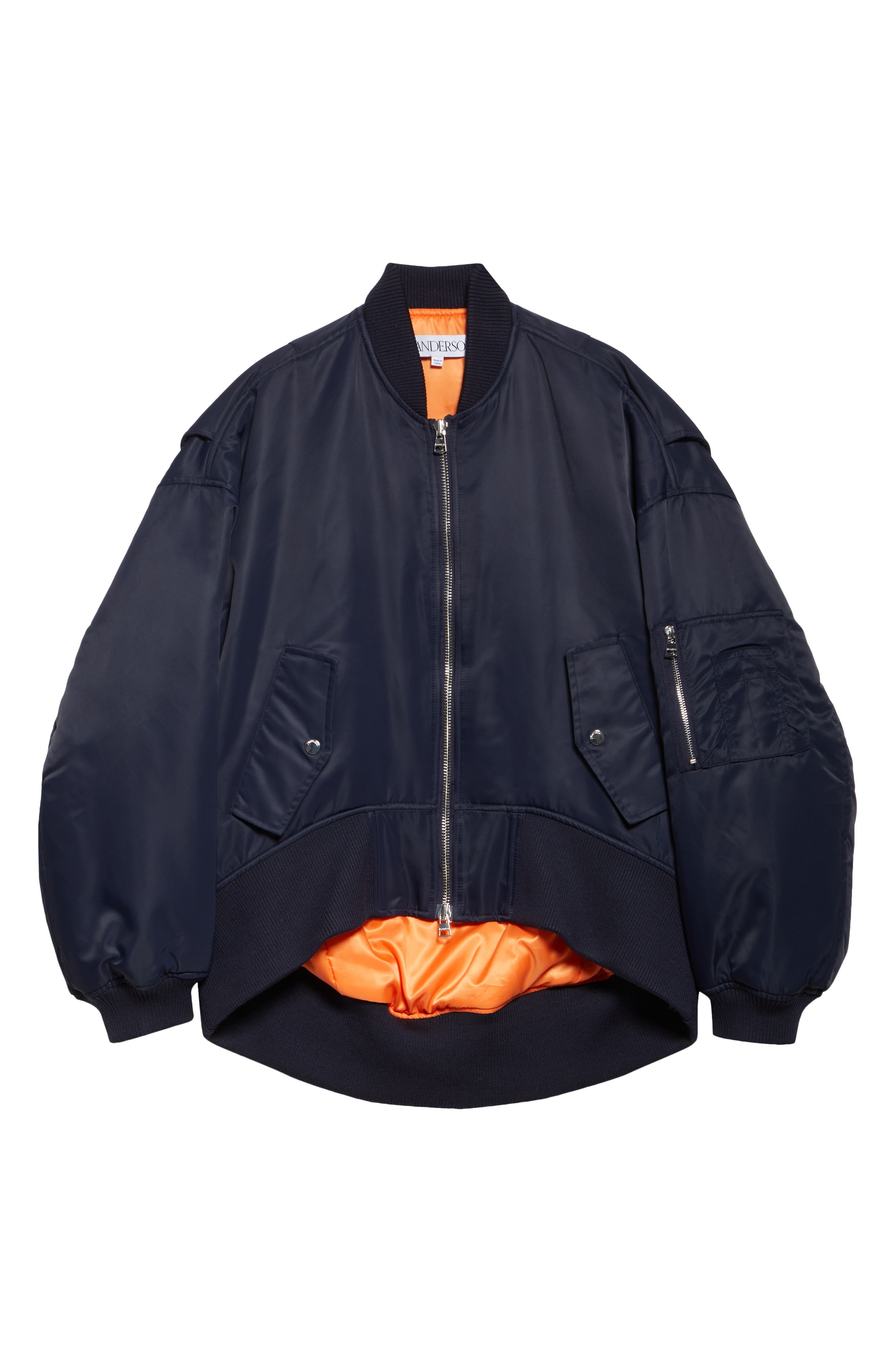 JW Anderson Curved Hem Oversize Bomber Jacket in Navy at Nordstrom - 6