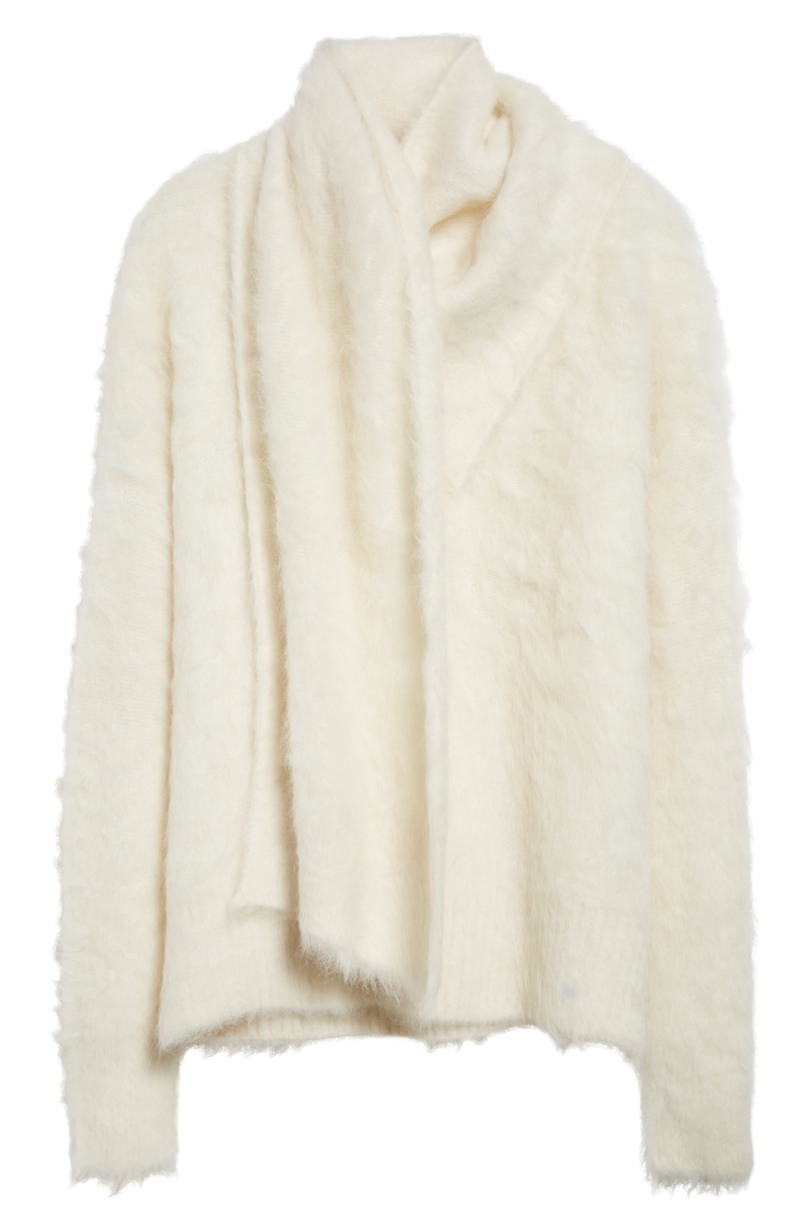 TOTEME Draped Scarf Alpaca Blend Funnel Neck Sweater in Ivory at Nordstrom - 6