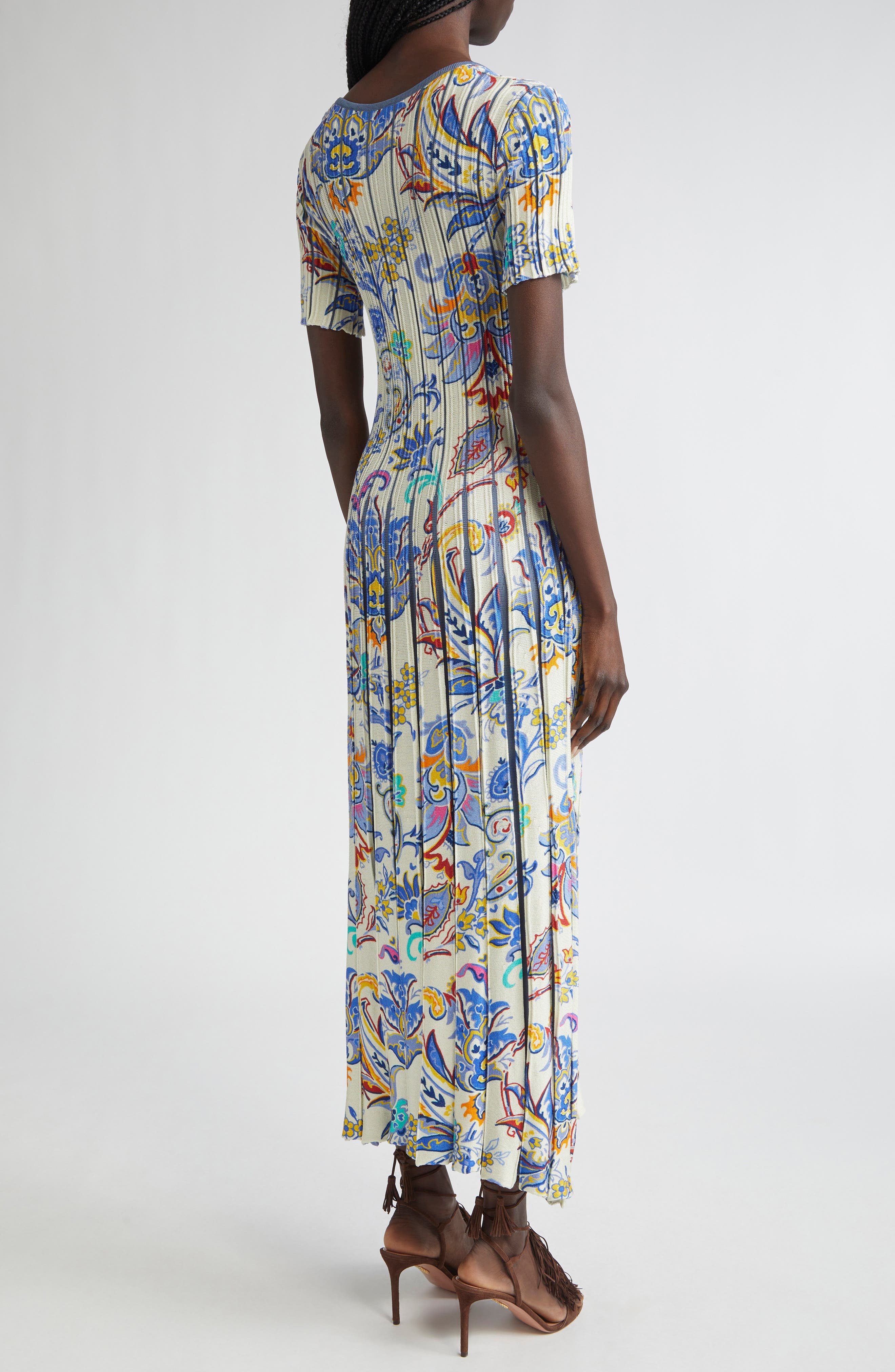 Etro Floral Knit Midi Dress in Stampa F.do Bianco at Nordstrom - 3