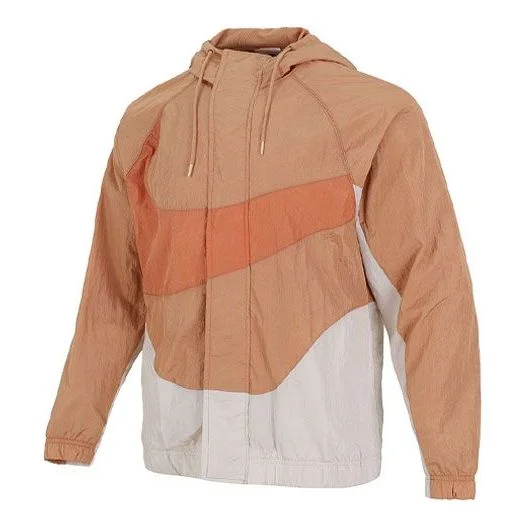 Men's Nike Sportswear Swoosh Contrasting Colors Large Logo Hooded Woven Jacket Orange DD5968-212 - 1