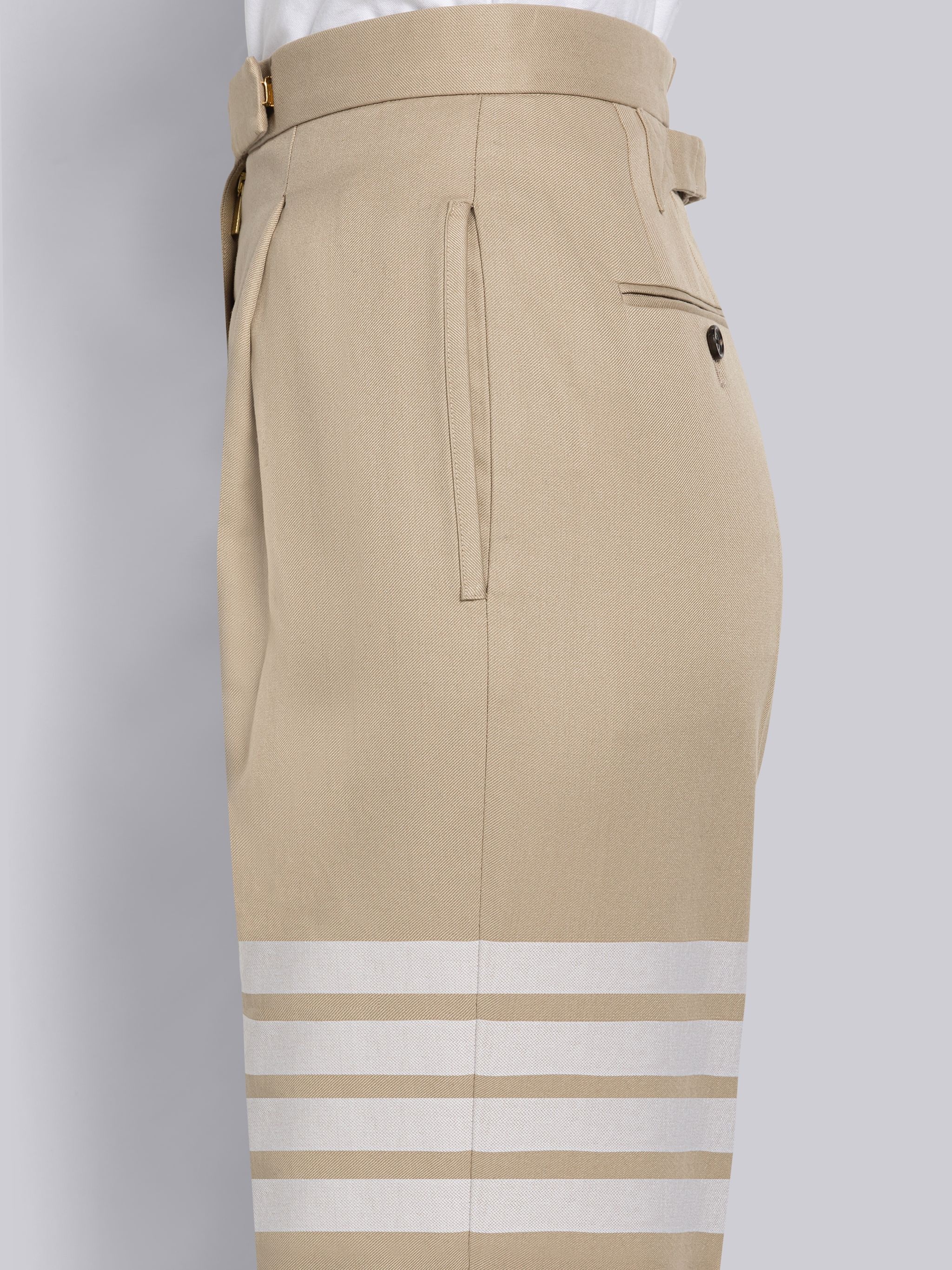 Cotton Twill Single Pleat 4-Bar Trouser - 5