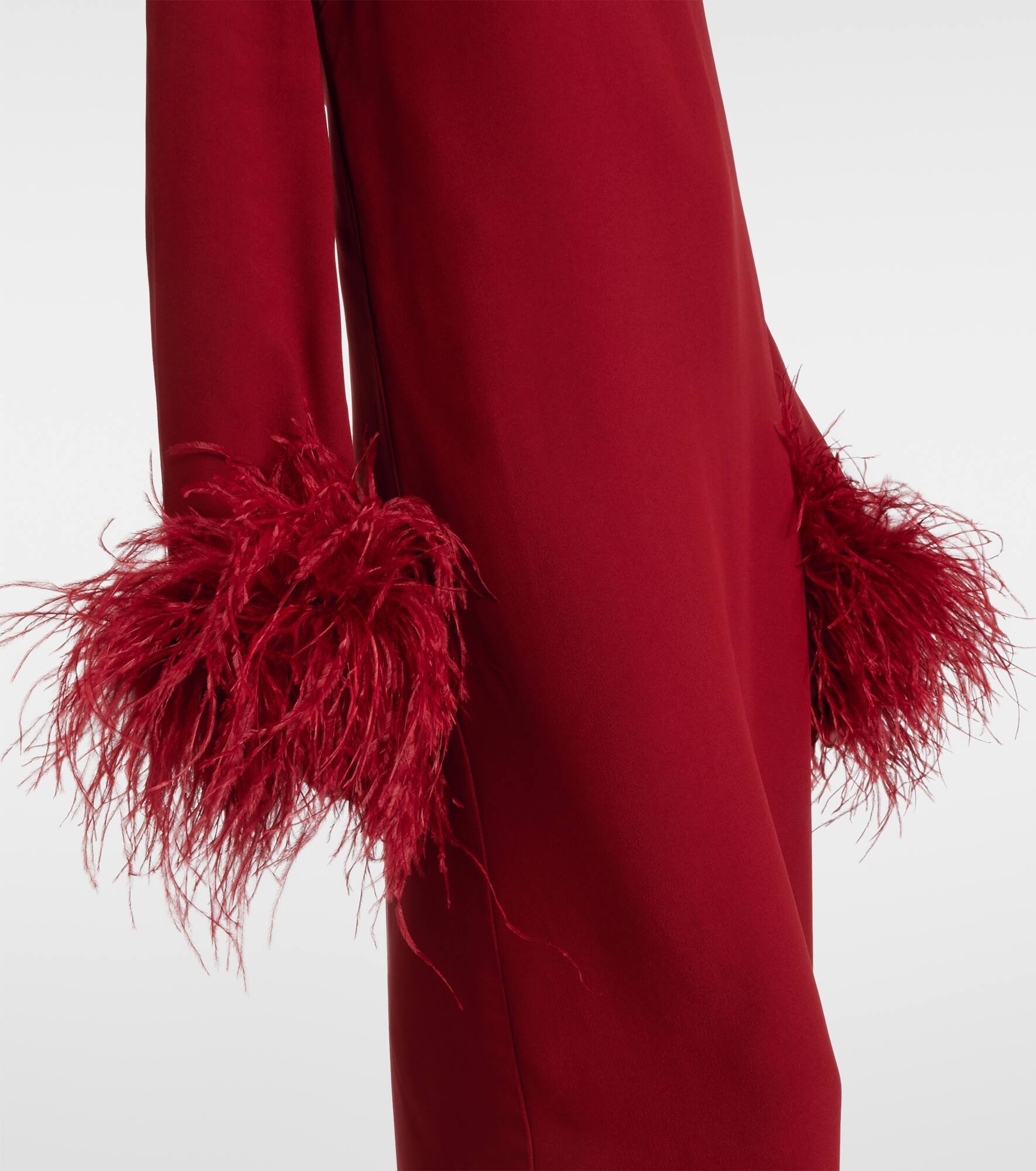 Gina feather-trimmed midi dress - 4