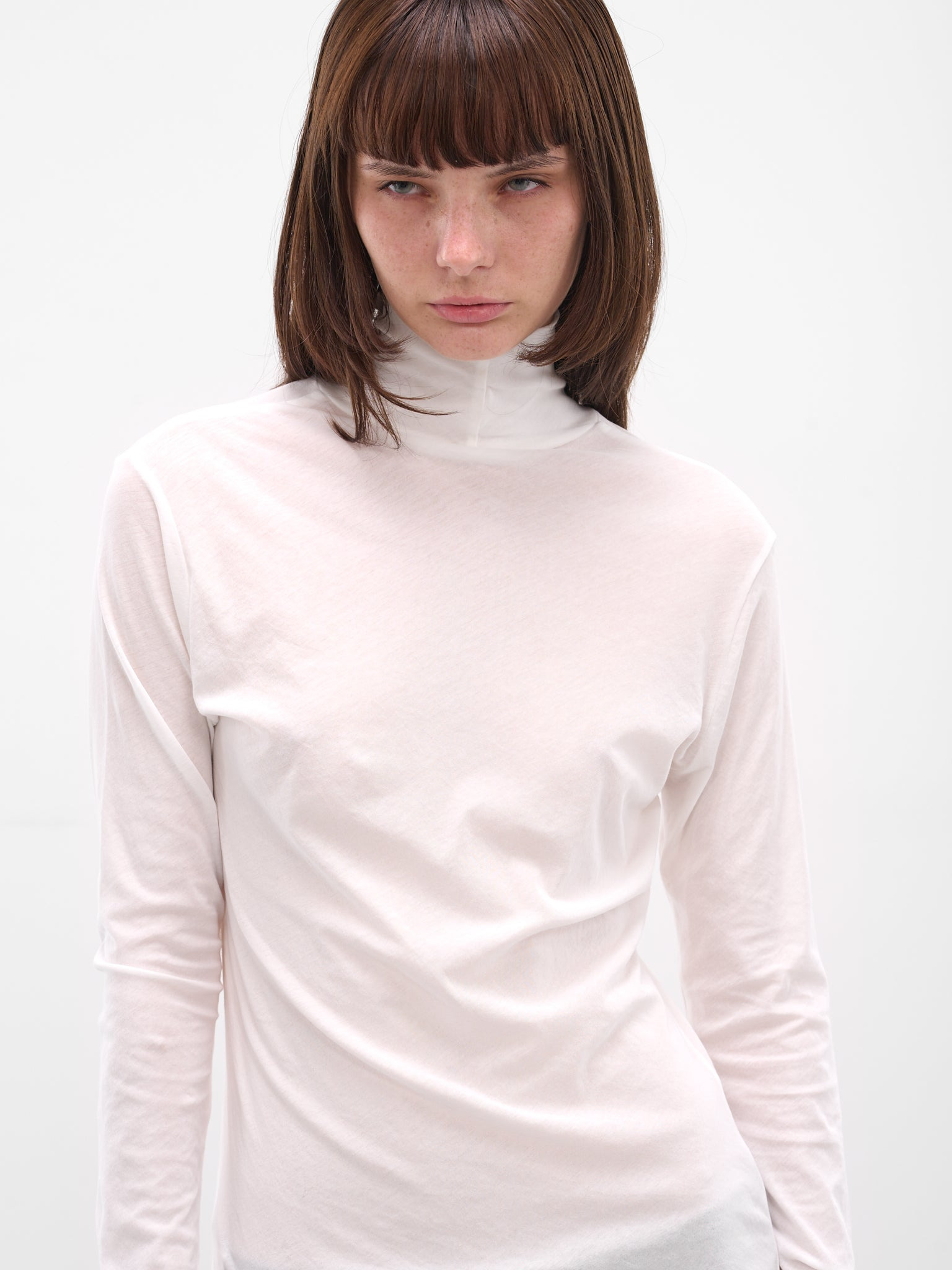 White Cotton Jersey Turtleneck - 4