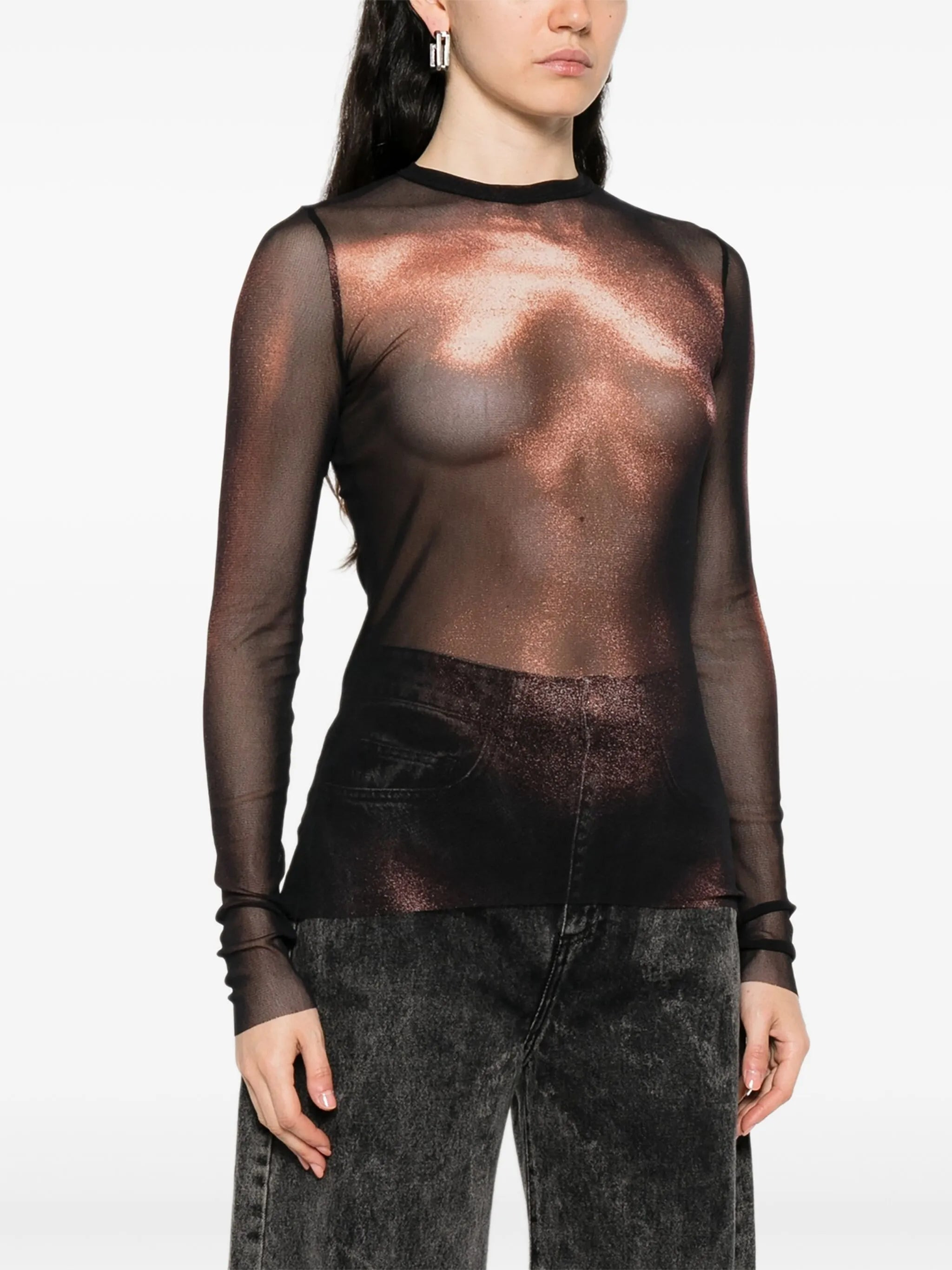 Jean Paul Gaultier Mesh Body-print Top - 4