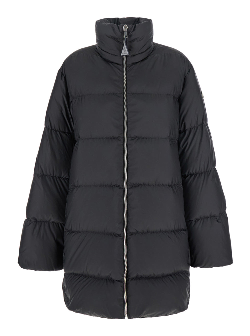 Rick Owens X Moncler Women 'Cyclopic' Black Down Jacket With Removable Hood And Logo Patch In Tech F - 4