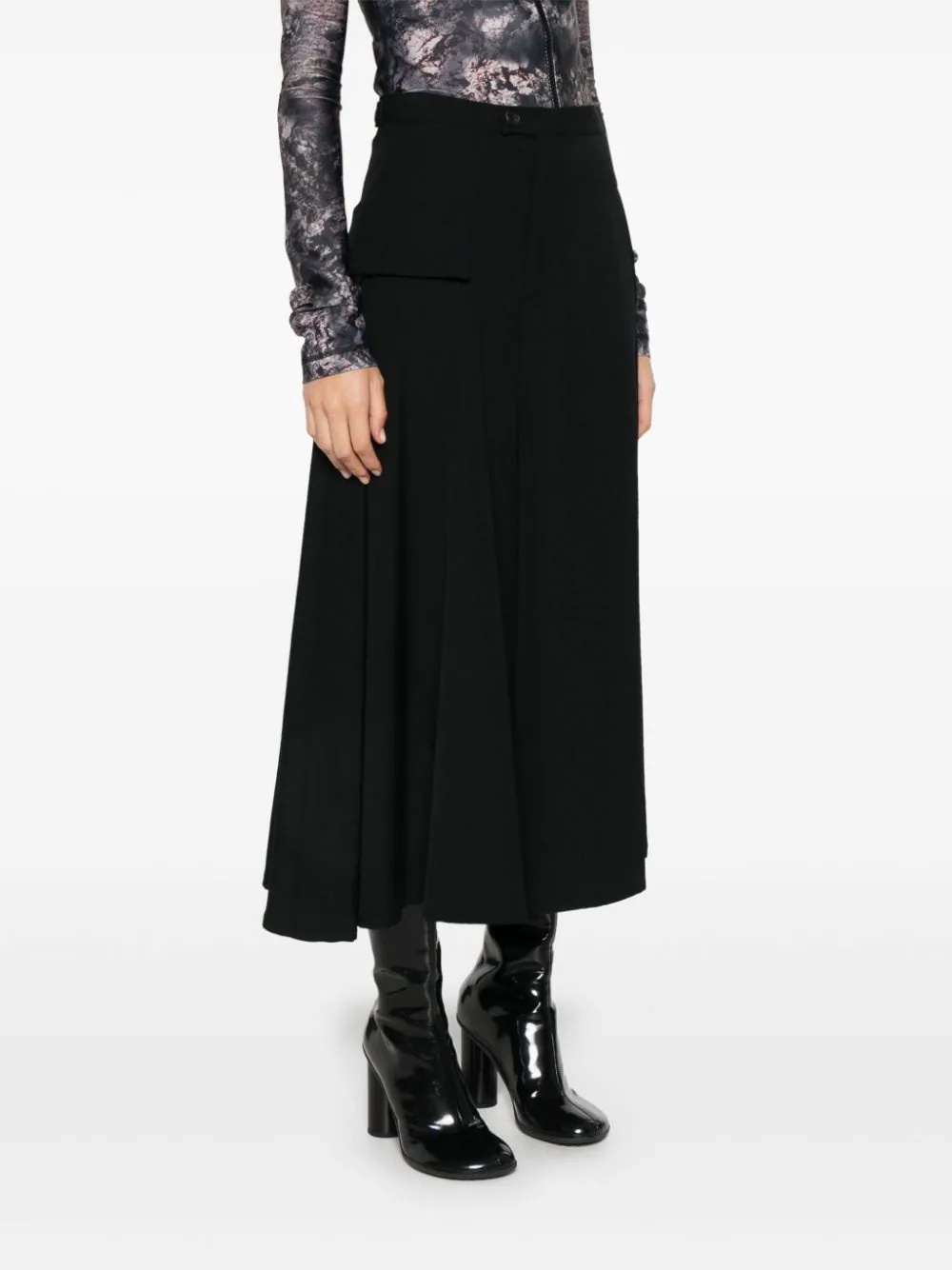 YOHJI YAMAMOTO Women Wool Gabardine Layered Pants - 1