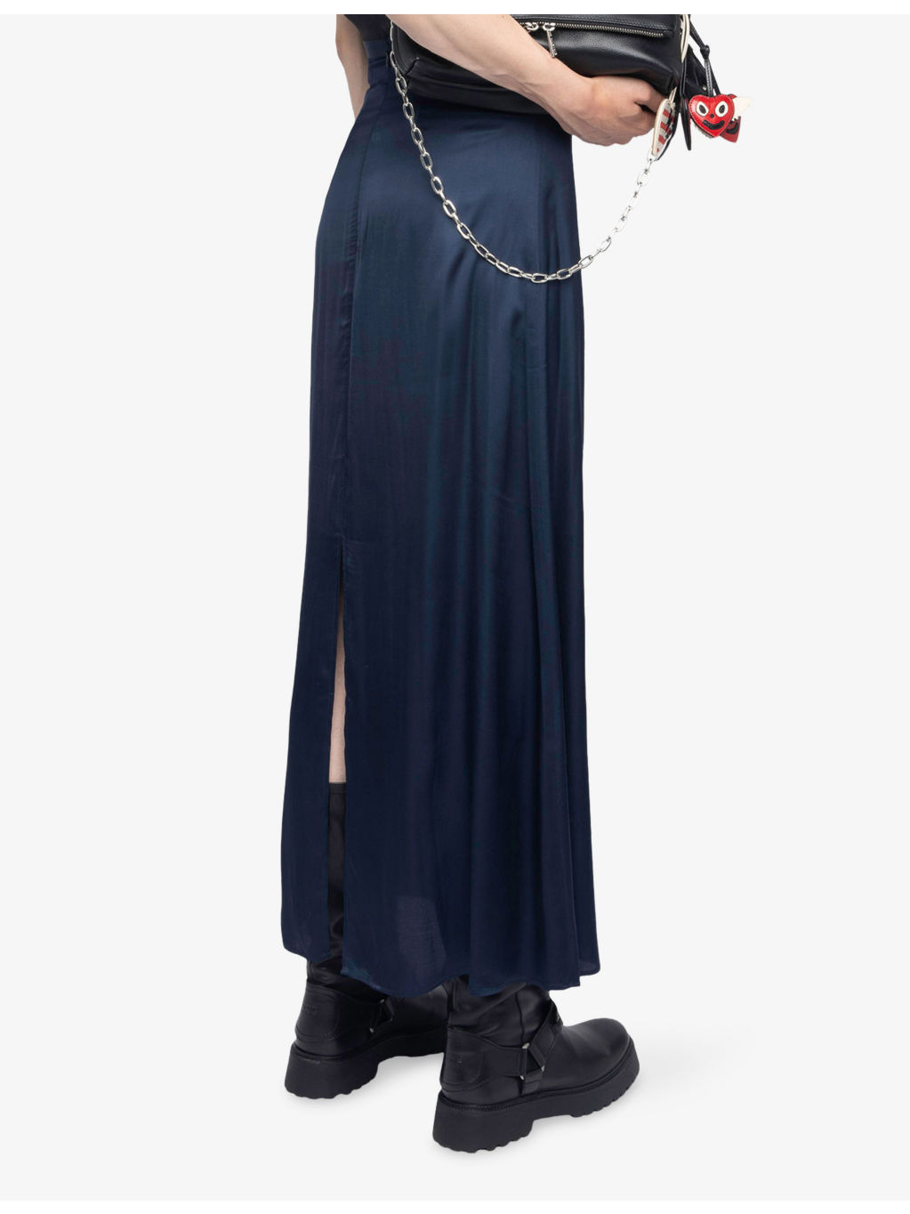 Jimeno Brand-Plaque Satin Maxi Skirt - 4