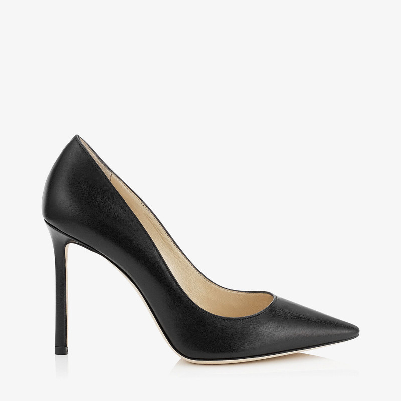 Romy 100 Black Kid Leather Pointy Toe Pumps - 1