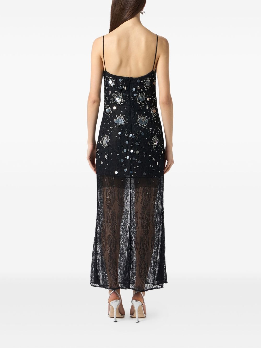 sequin-embellished lace gown - 3