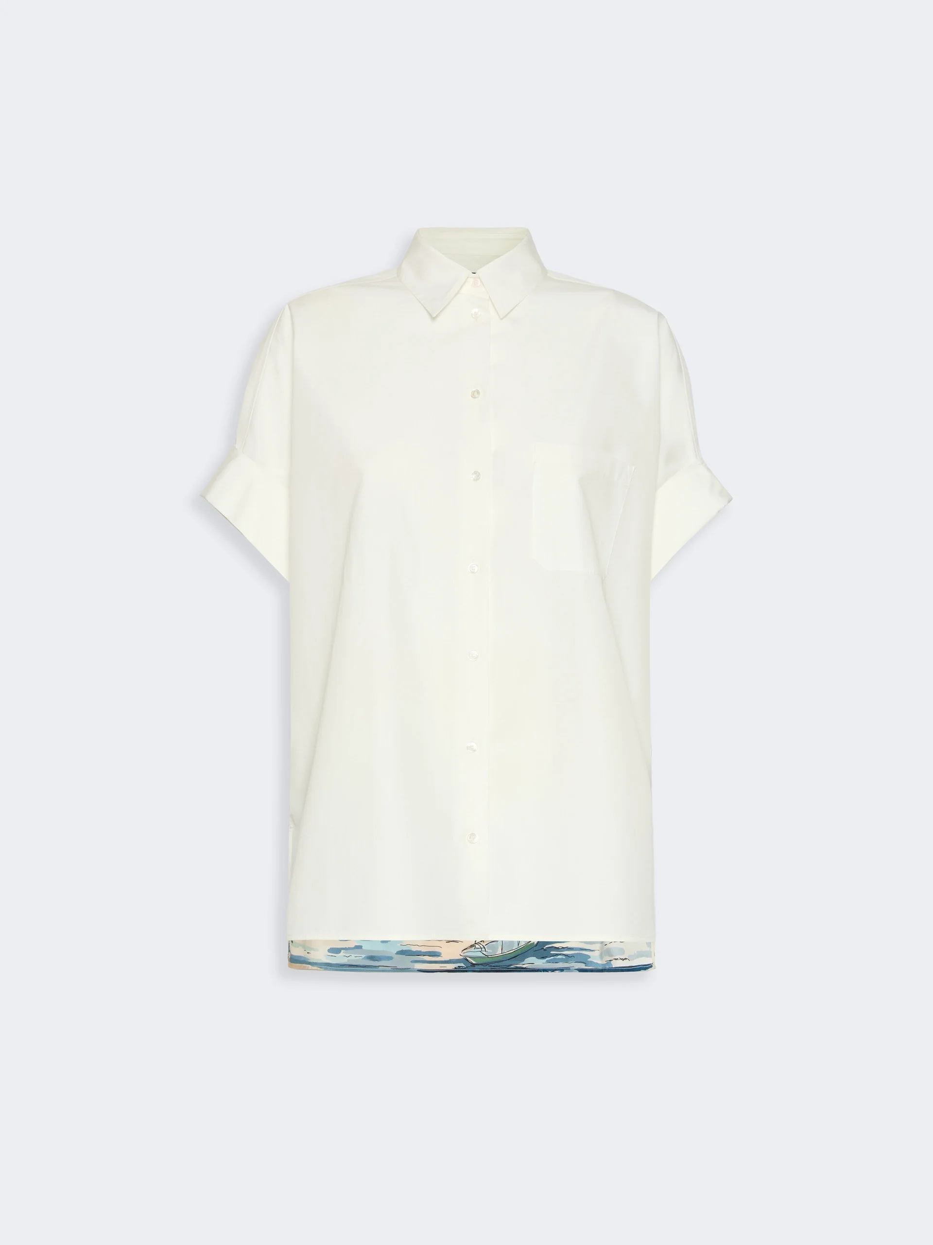 TUONO Cotton and printed silk shirt - WHITE - 1