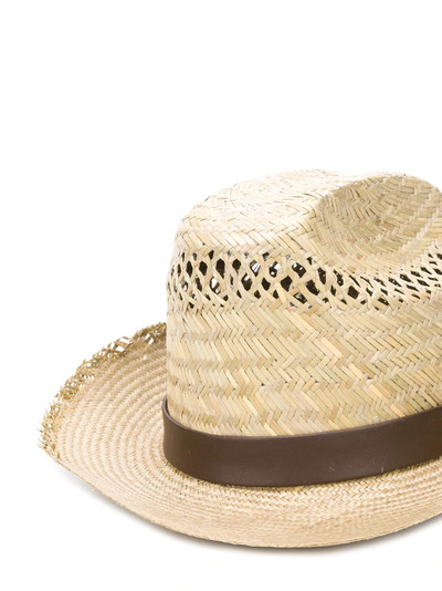 SAINT LAURENT feather-embellishment straw cowboy hat outlook