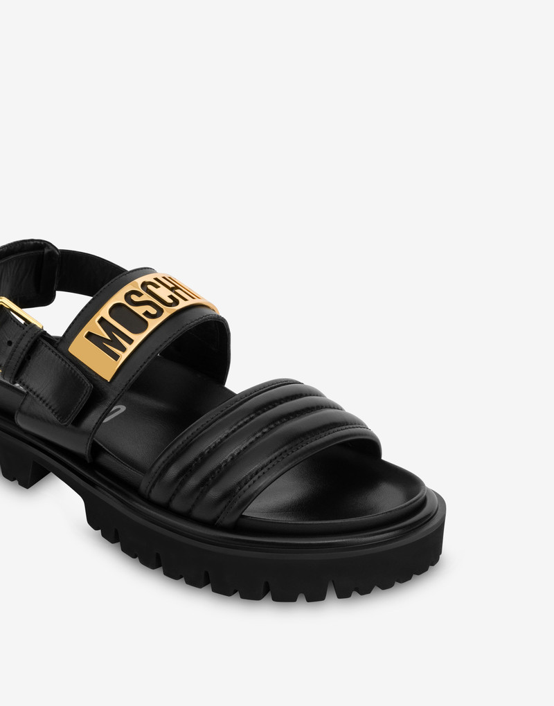 MAXI LOGO PLATE CALFSKIN SANDALS 4