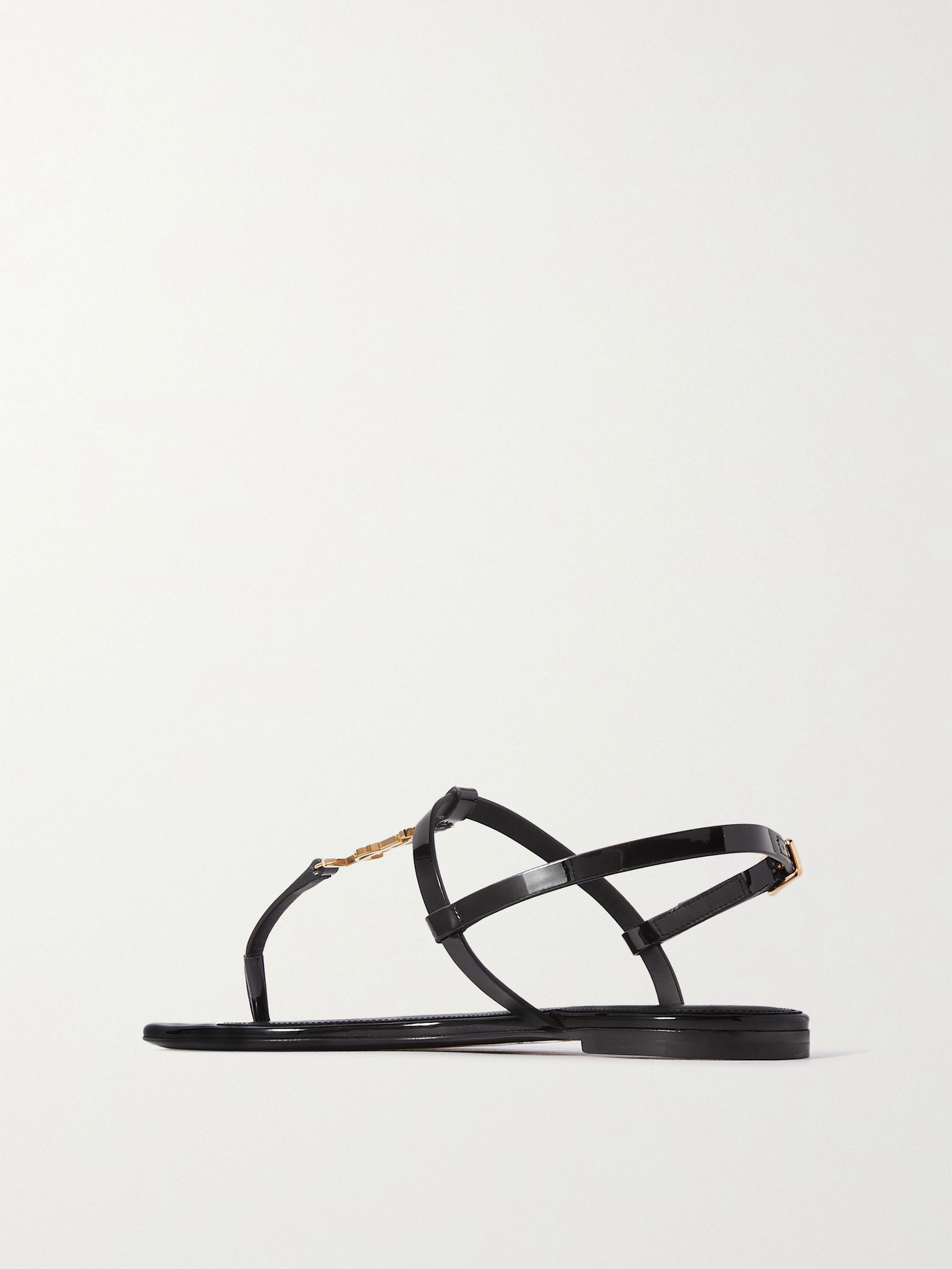Cassandra logo-embellished patent-leather slingback sandals Black - 3