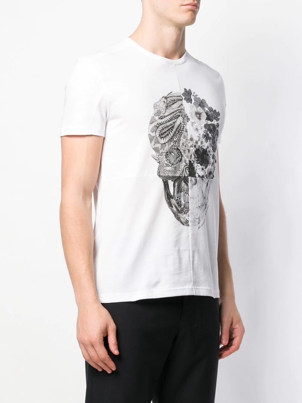 floral skull print T-shirt - 3