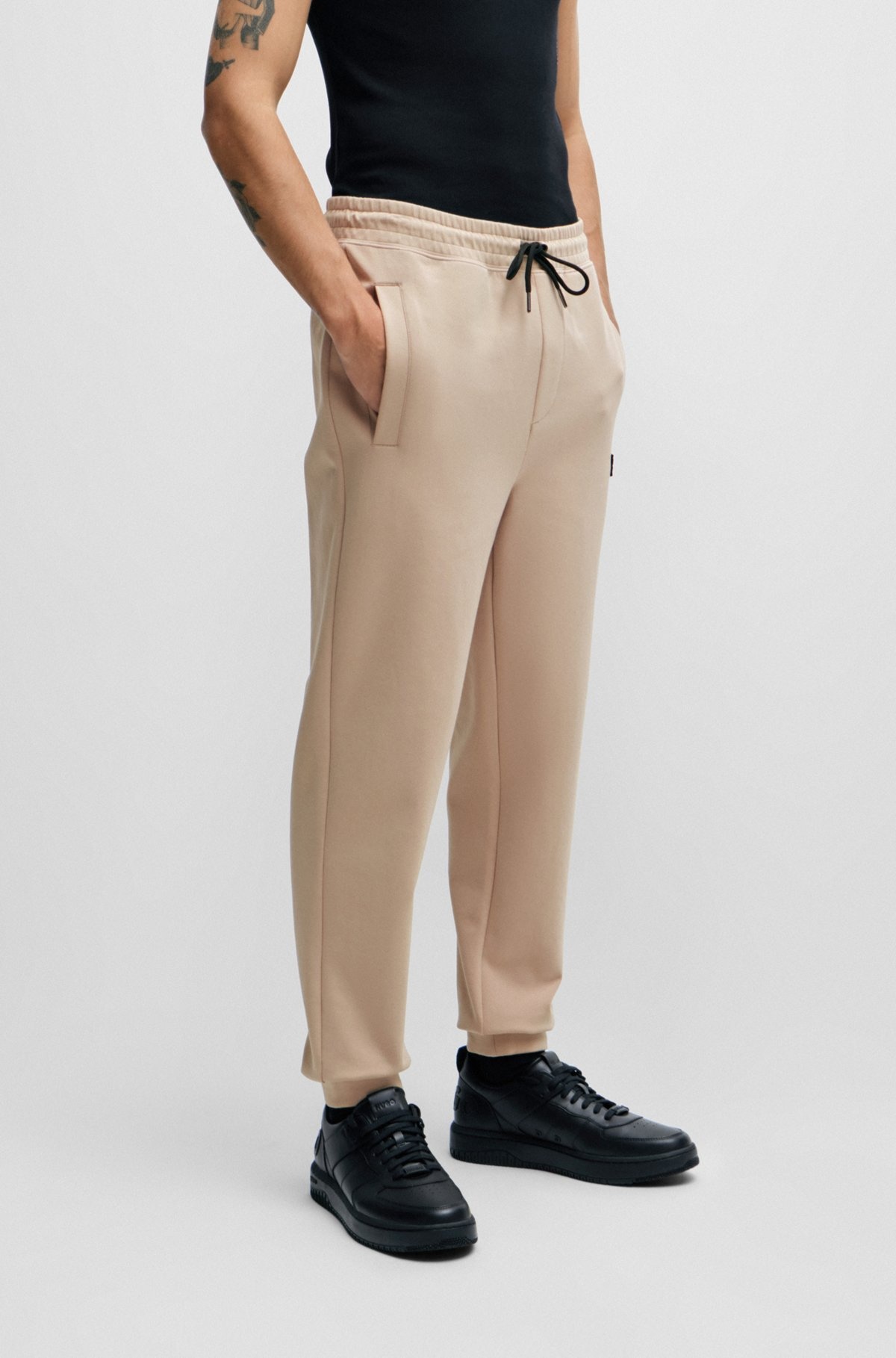 STRETCH-COTTON TRACKSUIT BOTTOMS WITH STACKED LOGO - 2