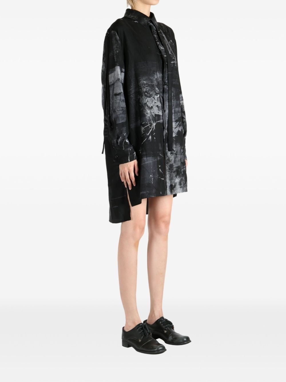 abstract-print shirt mini dress - 3