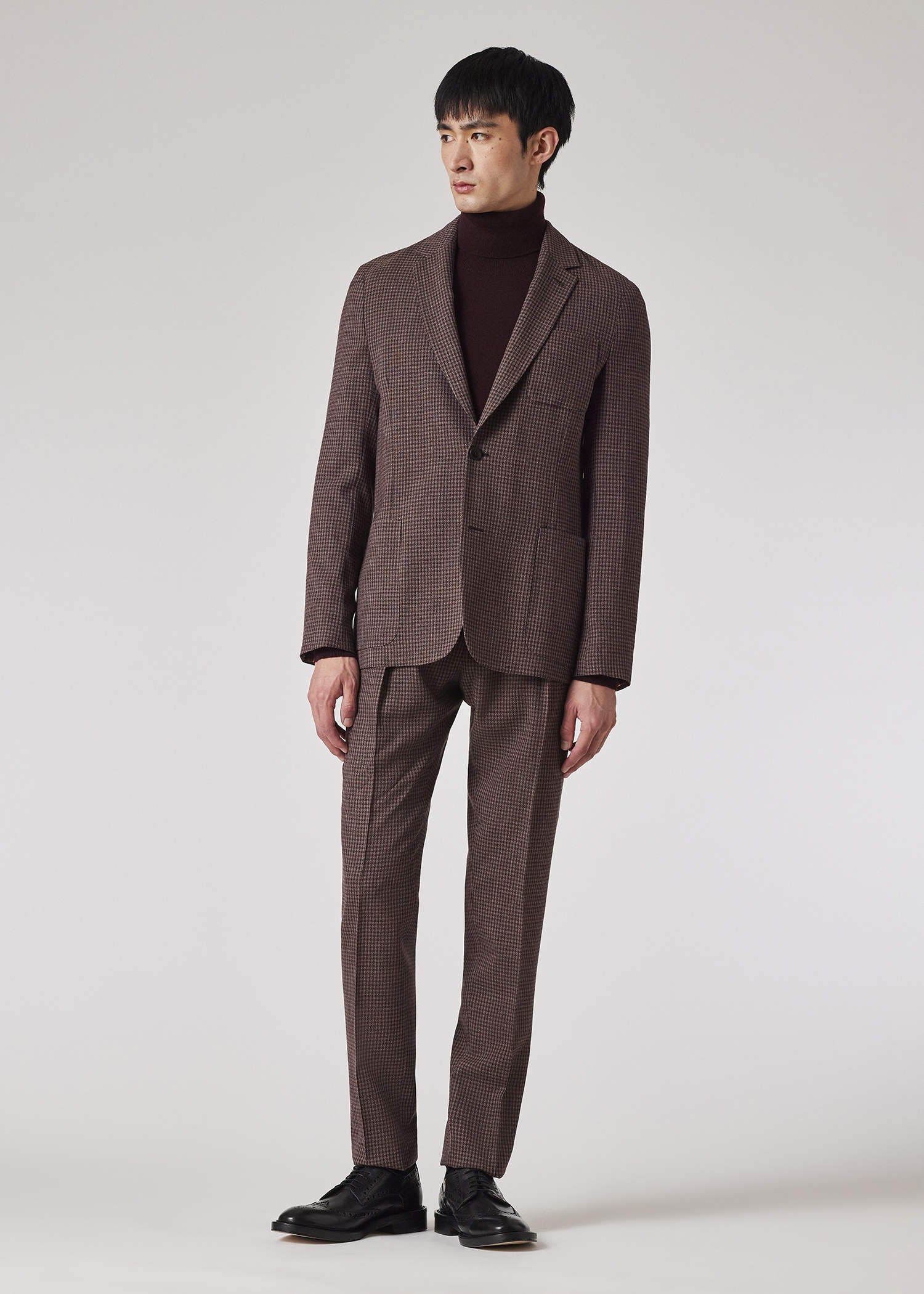Brown Gingham Check Tapered-Fit Pleated Stretch-Wool Trousers - 4