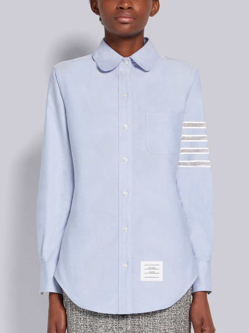 Light Blue Oxford Mesh 4-Bar Classic Round Collar Shirt 3