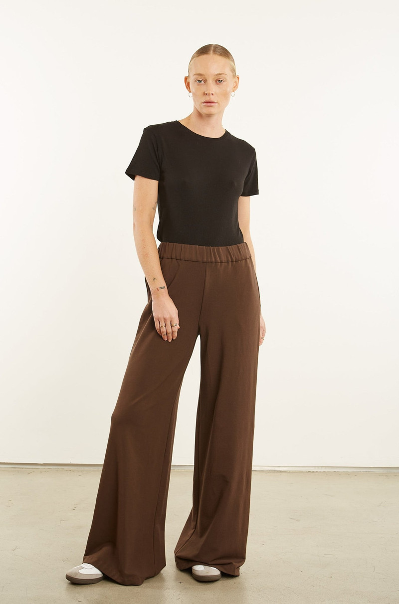 SPRWMN DARK CHOCOLATE CITY WIDE LEG PANTS outlook