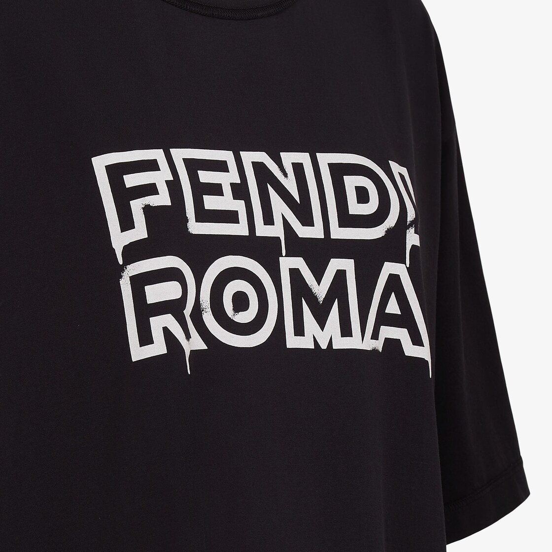 Oversized-fit, short-sleeved T-shirt. Made of washed black jersey embellished with the Fendi Roma lo - 3