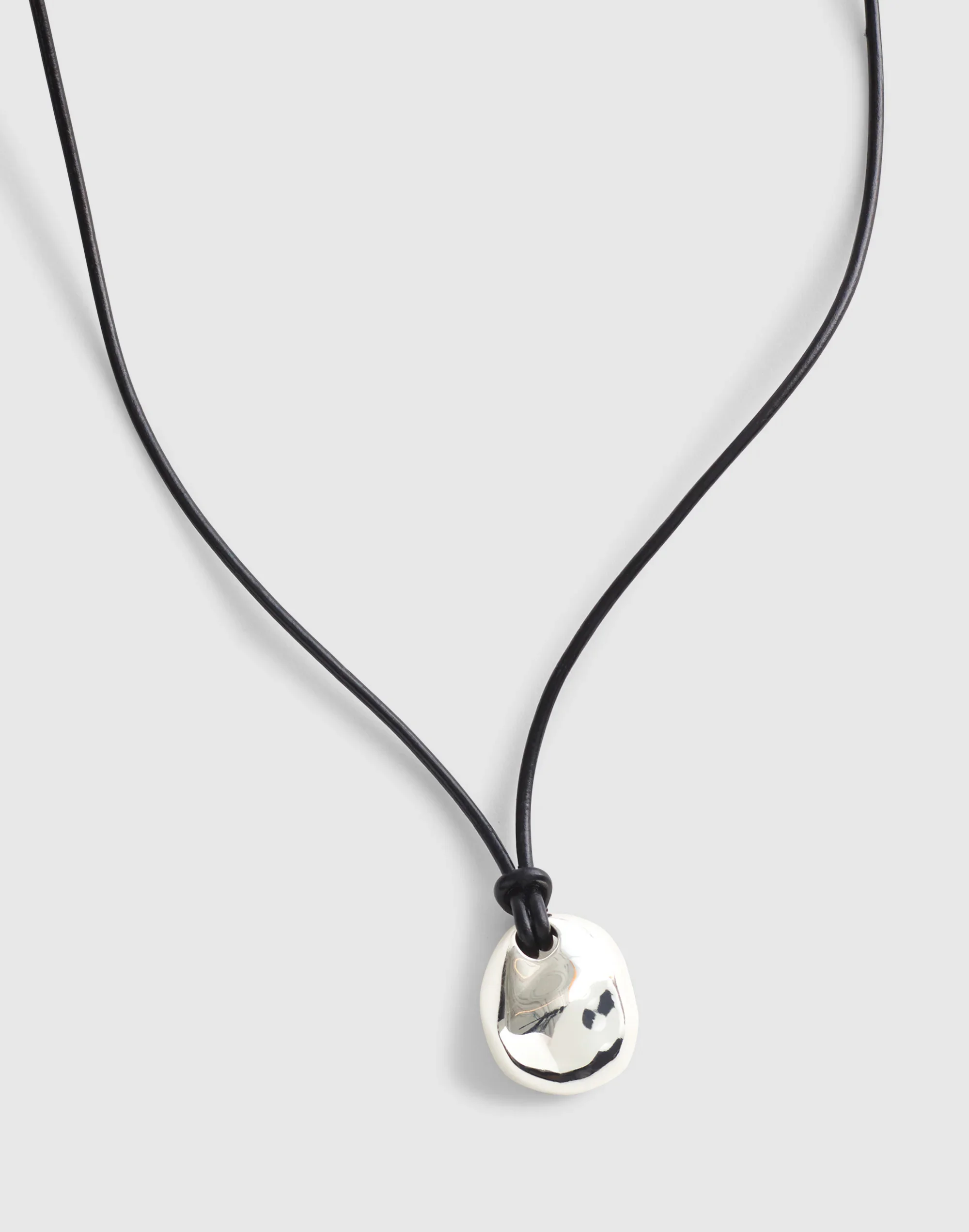 Sculptural Pendant Leather Necklace - 1