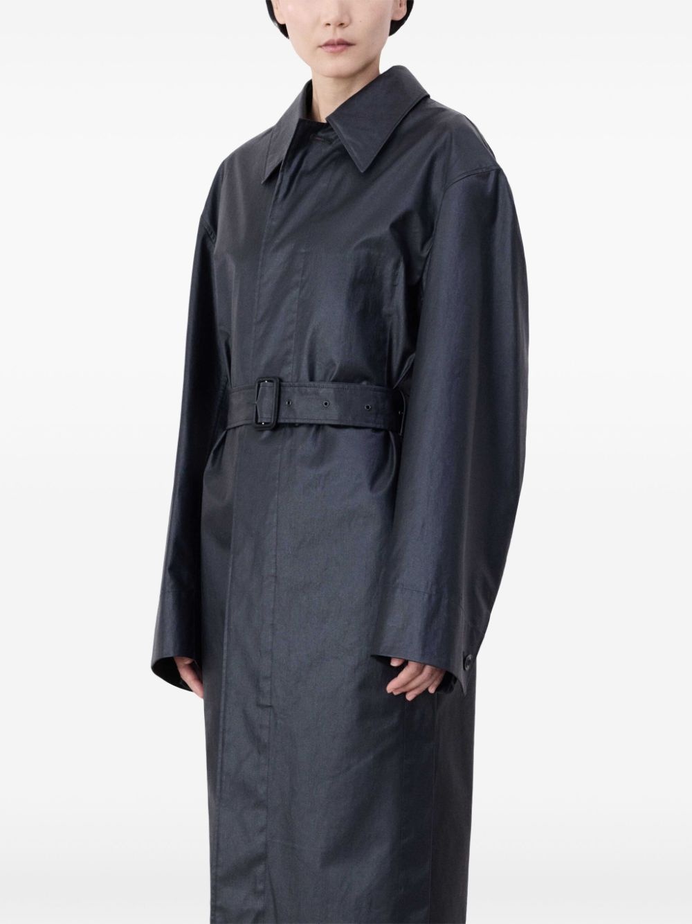 slit belted rain coat - 4