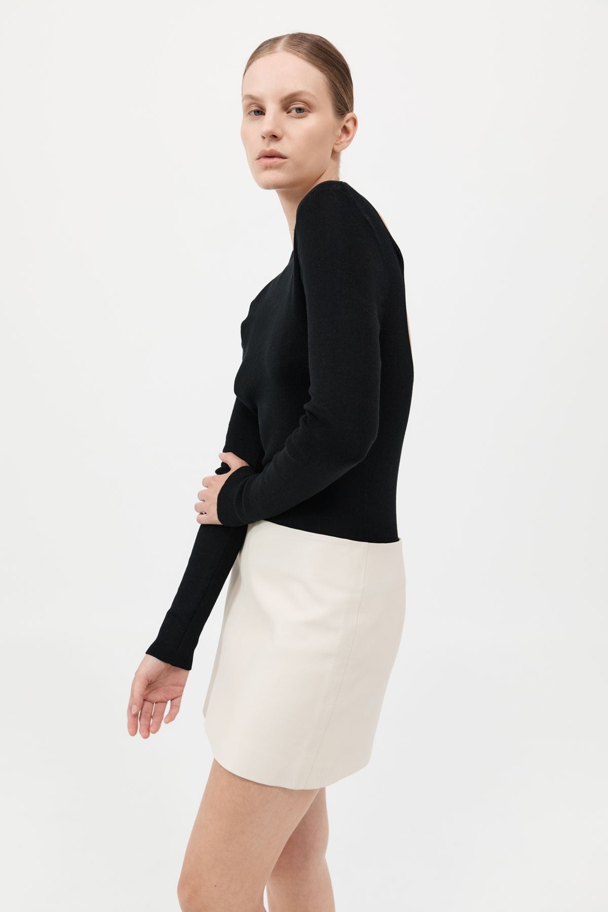 Leather Mini Skirt - Tofu - 4