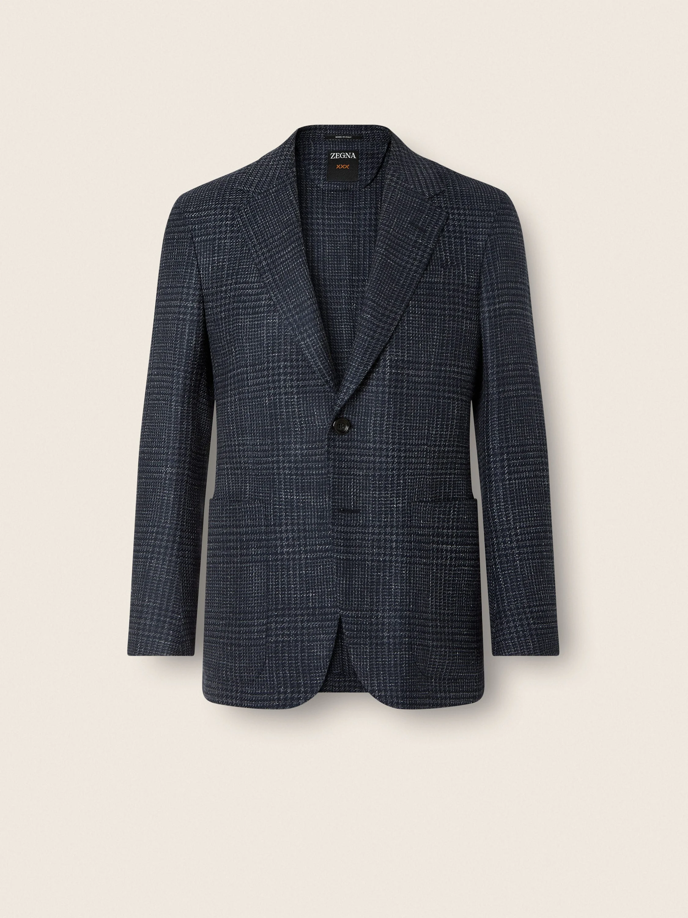 NAVY BLUE CASHMERE SILK AND LINEN JACKET - 1
