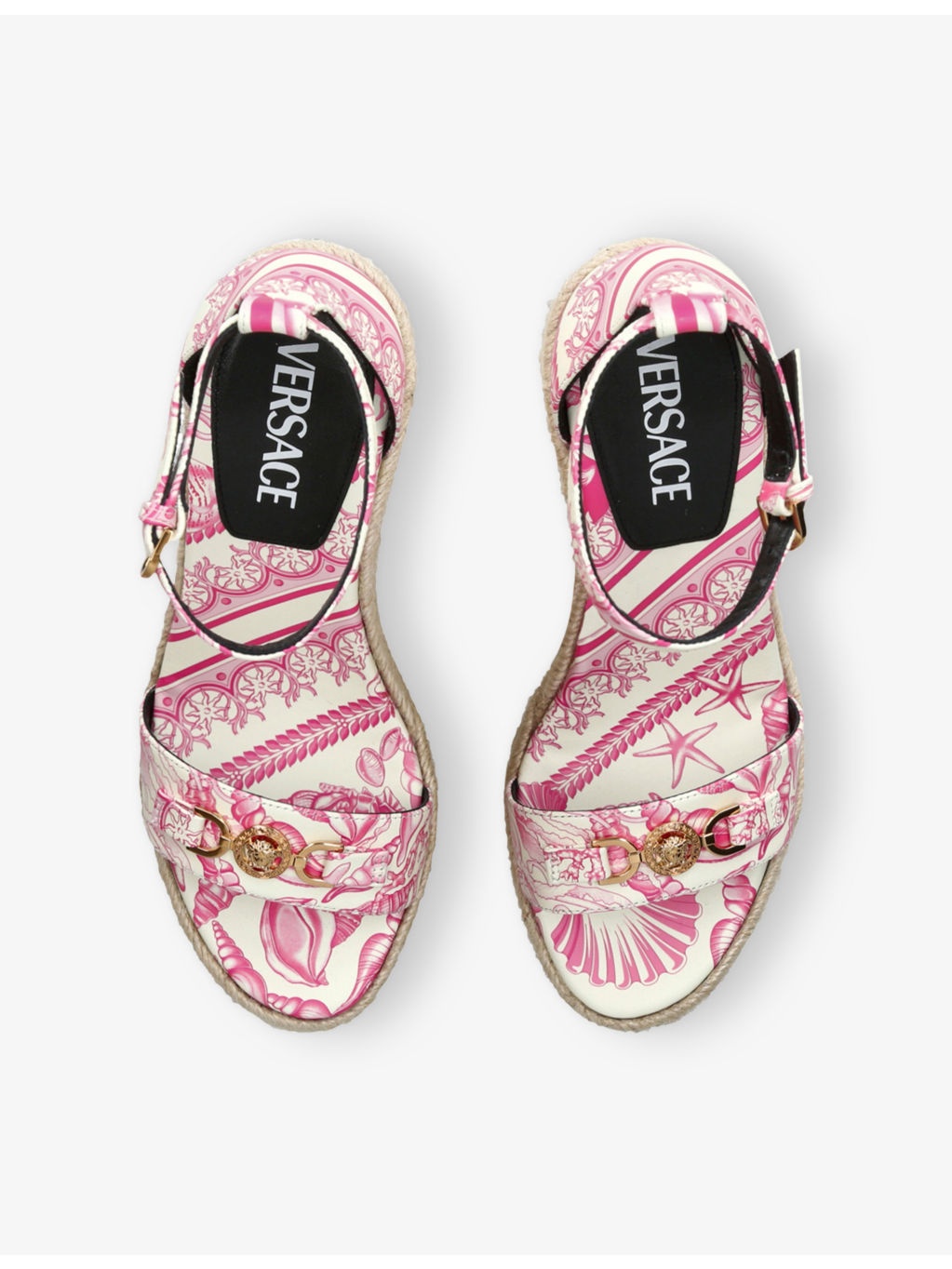 Medusa ’95 Underwater Barocco-Print Leather Wedge Sandals - 3
