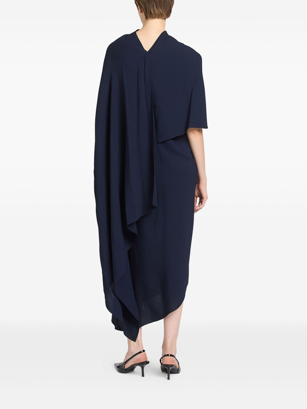 draped-cape midi dress - 3