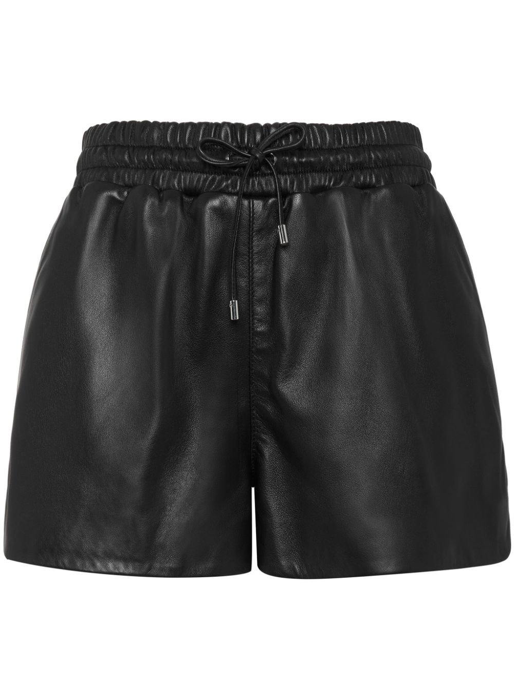 logo-plaque leather shorts - 1