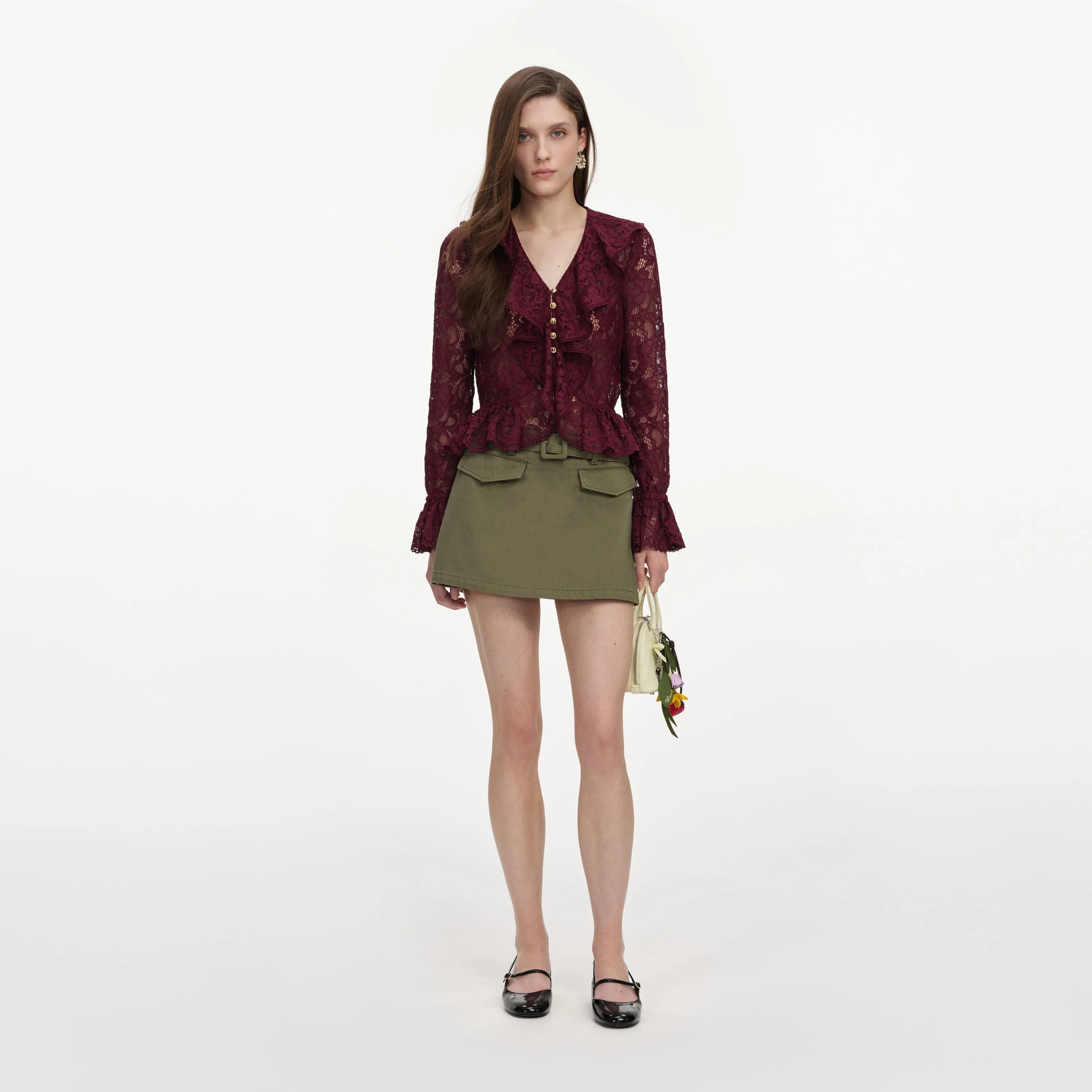 Plum Lace Ruffle Top - 1
