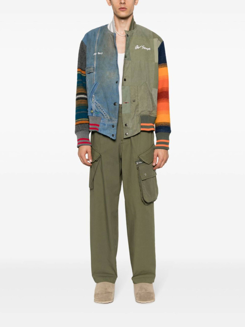 Greg Lauren colour-block panelled bomber jacket outlook