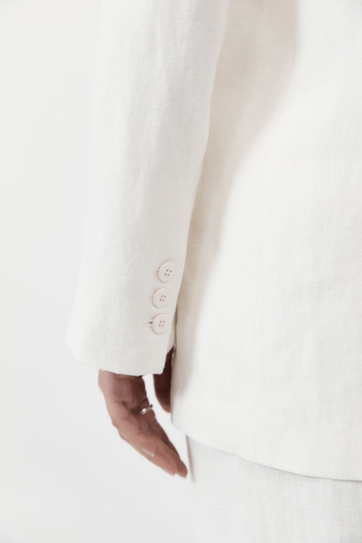 Tailored Linen Blazer - Ivory - 6