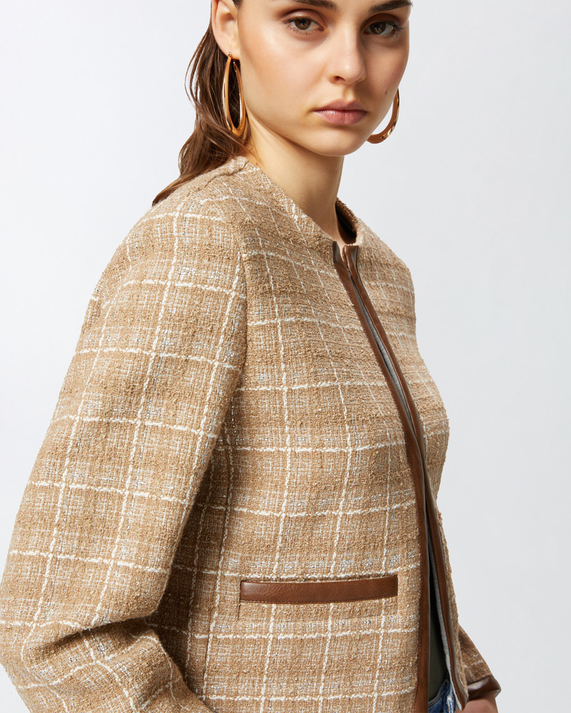 SMALL OPEN JACKET IN TWEED AND IMITATION LEATHER 5