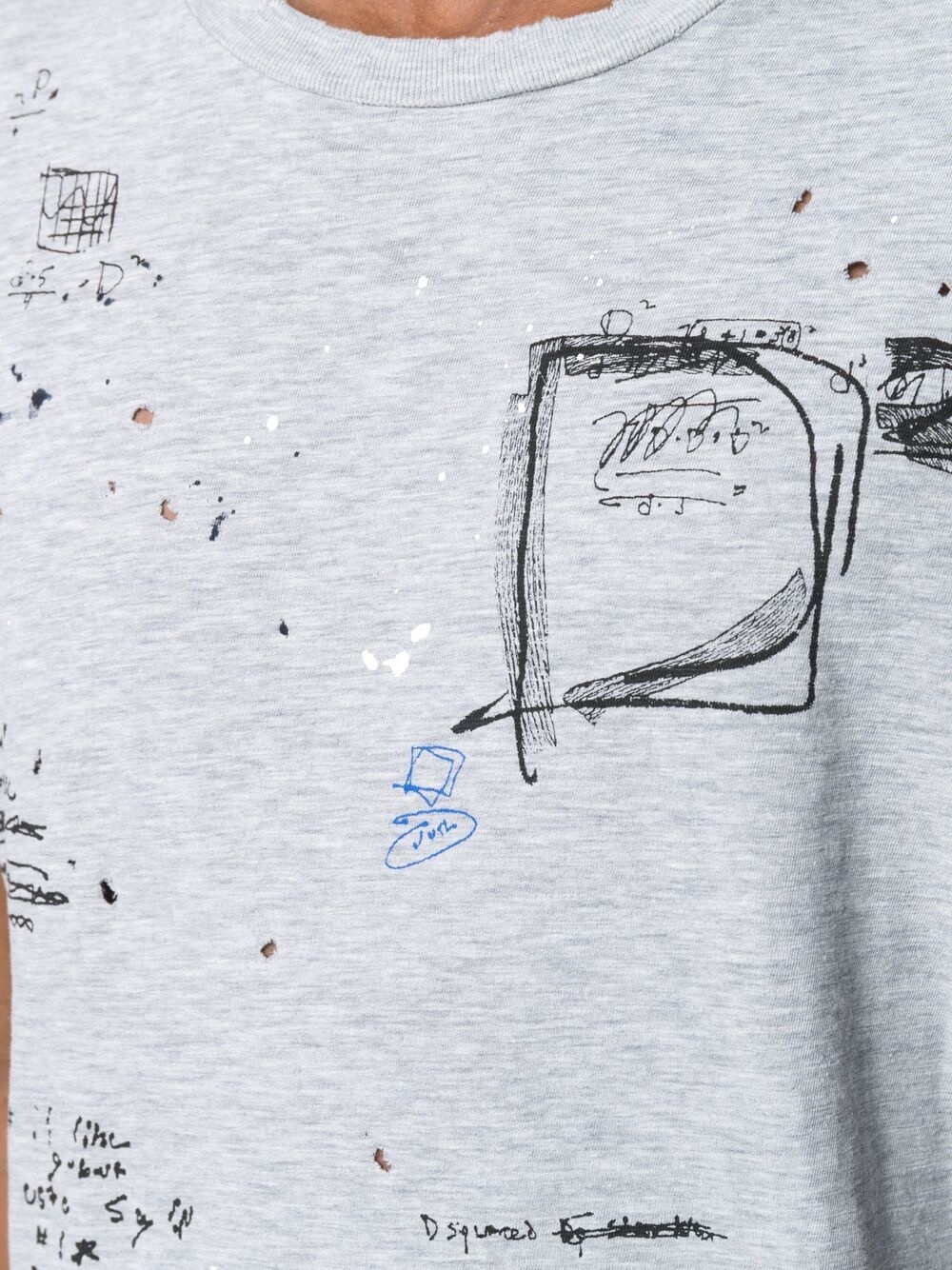 distressed-effect scribble T-shirt - 5