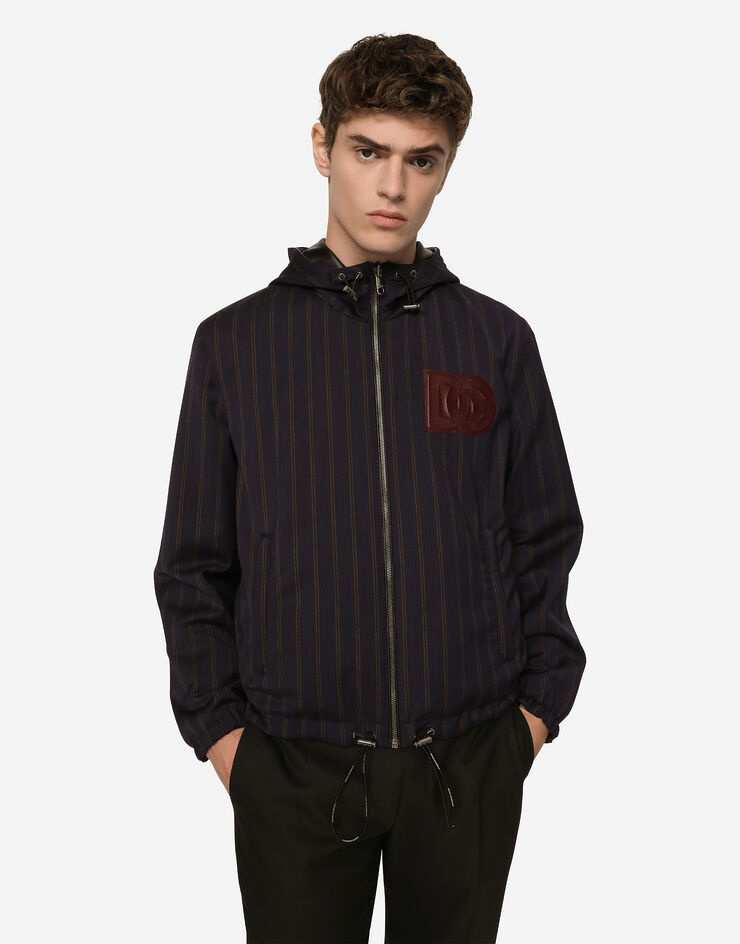 Reversible pinstripe wool and leather jacket - 5