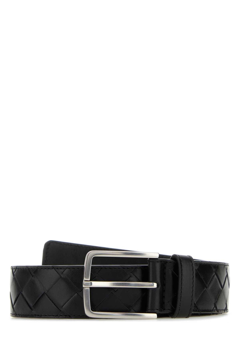 Bottega Veneta Men Black Leather Belt - 1