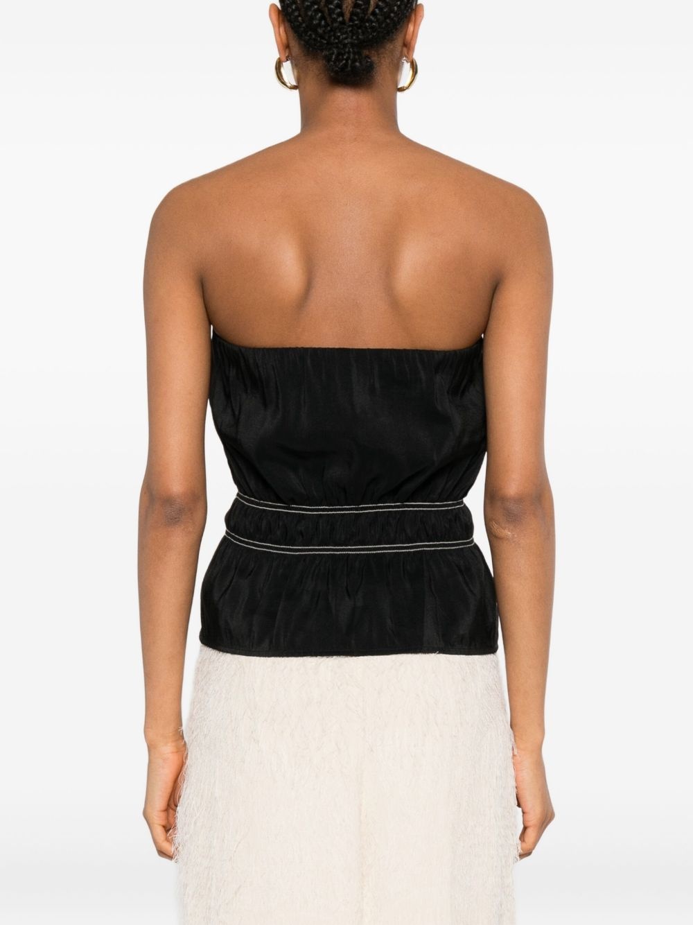 smocked-detail bandeau top - 4