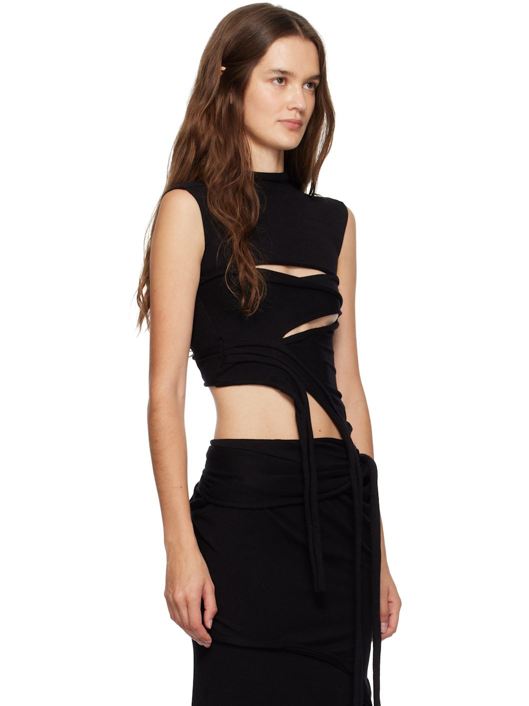 Black Cut Out Knit Top - 2