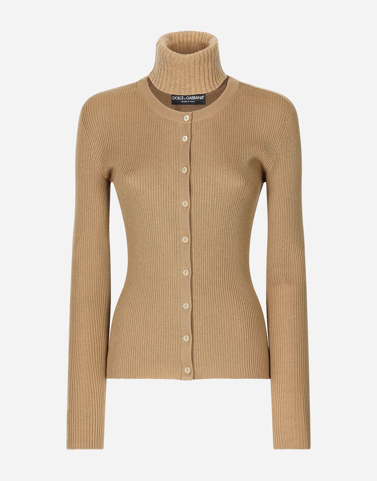Wool and cashmere cardigan with detachable collar - 1