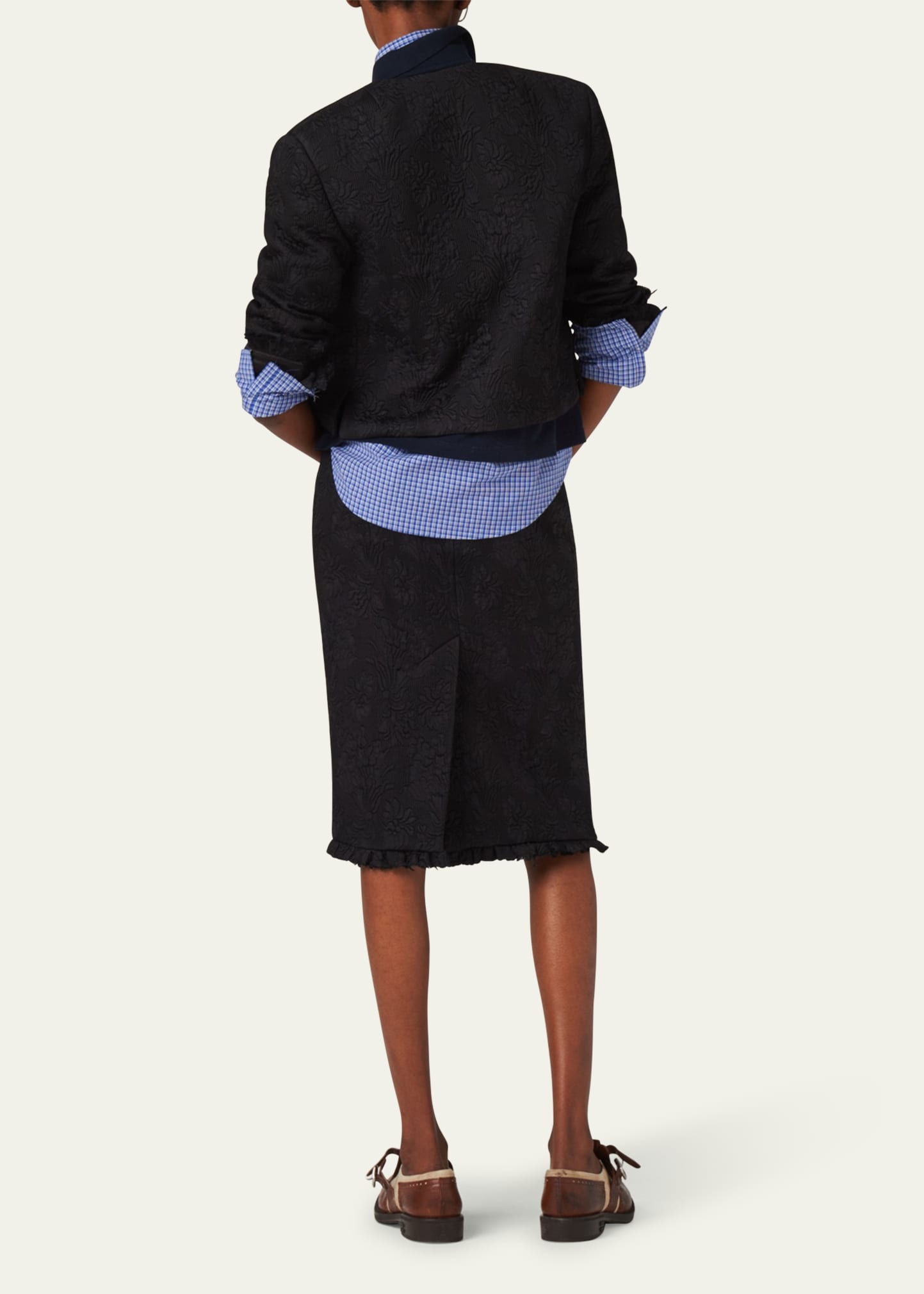 Jacquard Matelasse Boxy Cropped Jacket - 3